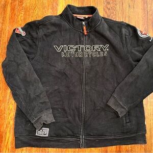 Men’s 2XL Victory Motorcycles Full Zip Biker Racing Embroidered Jacket